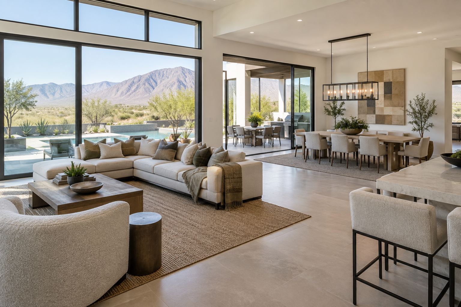 A bright modern Las Vegas home interior, illustrative